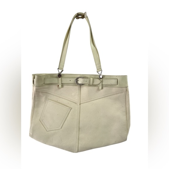 Vintage denim ivory western shoulder purse - Picture 1 of 5